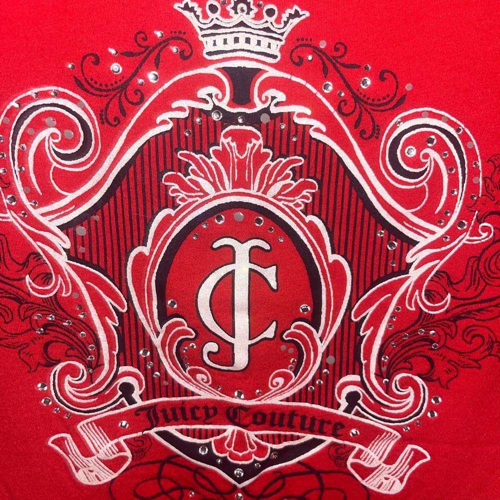 Juicy Couture Red Embellished Crest Tee